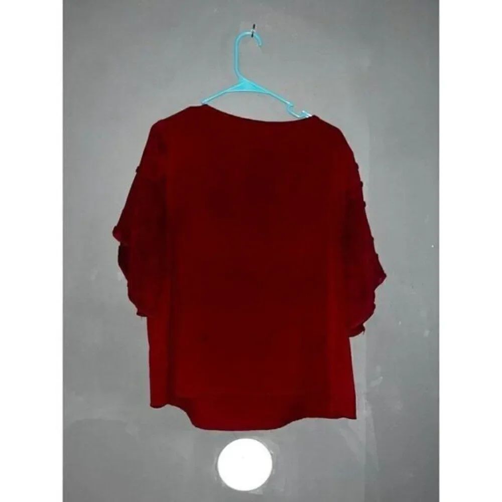 Flutter Sleeve Blouse Red - Picture 3 of 4